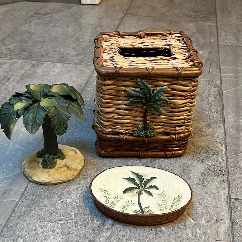 Palm Tree Bath Accessories Set